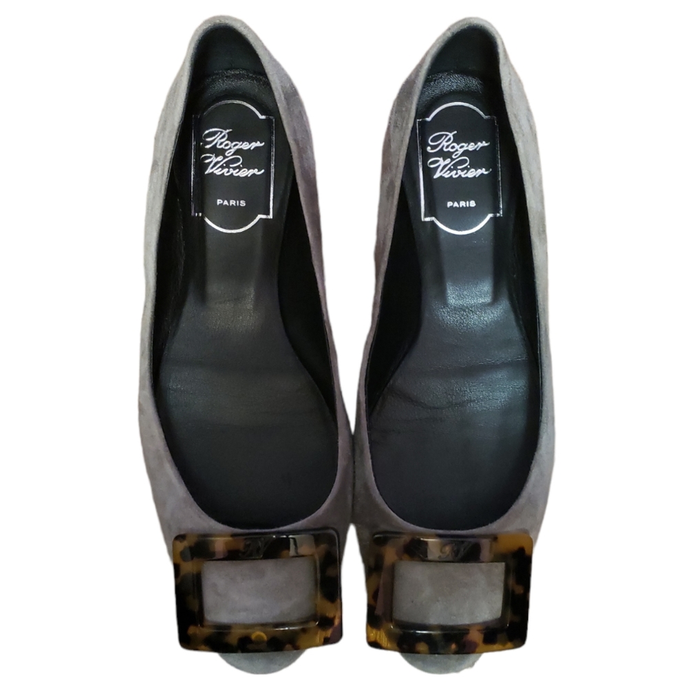 Roger Vivier Paris suede gray flat shoes size 37